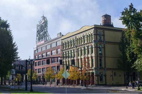 The White Stag Block in Old Town Portland, new home of the University of Oregon’s Historic Preservation Program. (Image Visitor7 Wikimedia Commons Public Domain)