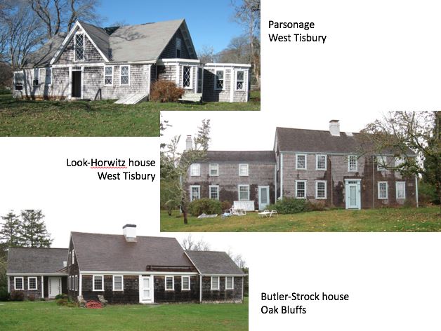 Figure 3. Three houses on Martha’s Vineyard where additional dendrochronology sampling was undertaken in November 2015. Photographs by William Flynt.